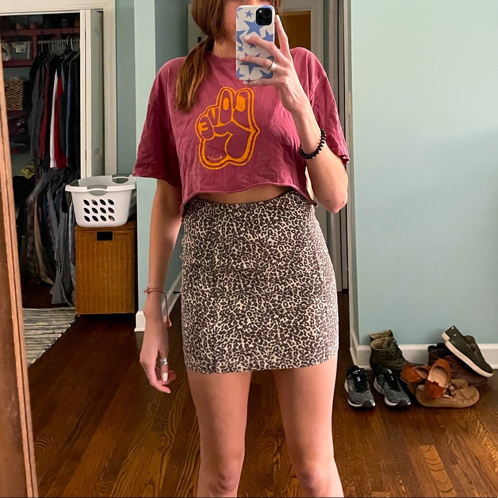 Free People Modern Femme Leopard Mini Skirt